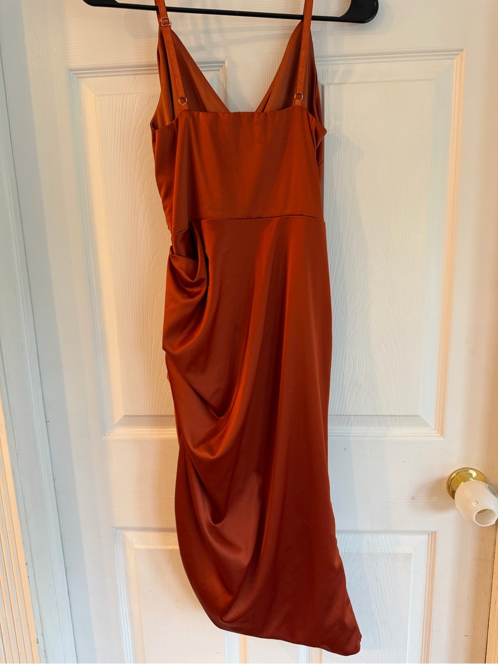 Rust Satin Ruched Slip Dress - Brand - Picture 4 of 5